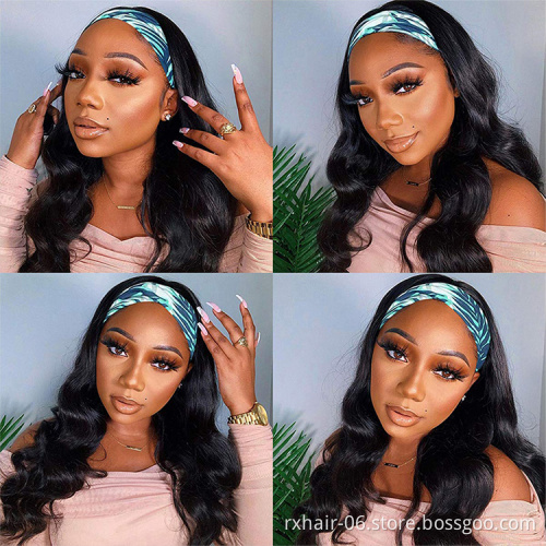 Hot Sale Ombre Colord Headband Wig Human Hair Glueless Straight Highlight Red Color Headband Human Hair Wigs